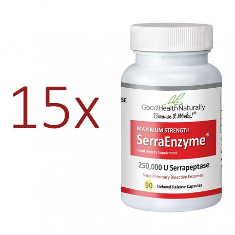 Serra Enzyme™ 250,000IU Maximum Strength - 90 Capsules - Buy 12 Get 3 FREE Home
